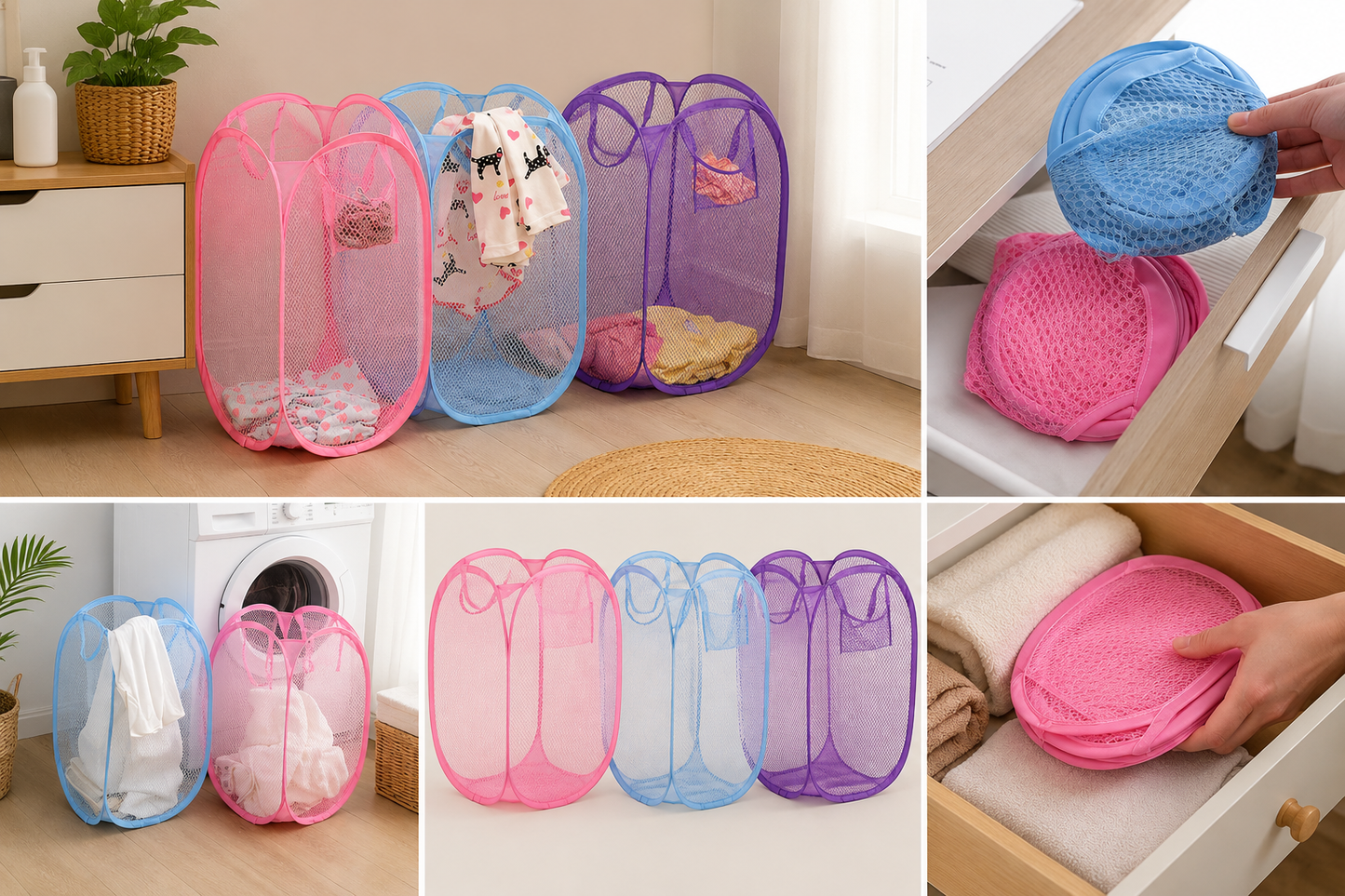 Pop-Up Mesh Laundry Hamper