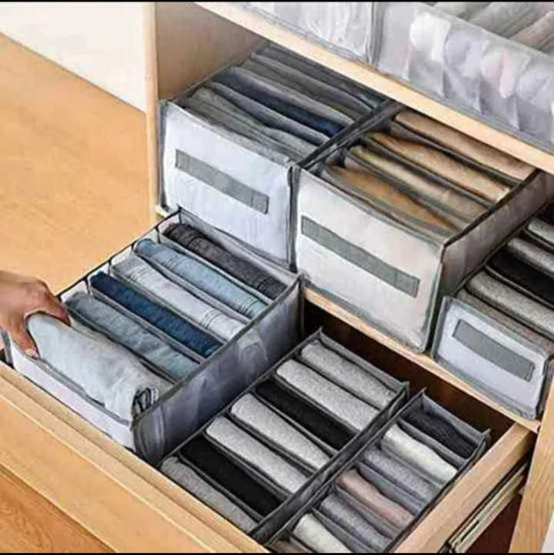 Foldable Drawer Organizer Bins | Fabric Closet Dividers for Jeans, T-Shirts & Clothes, Set of Compartment Storage Boxes