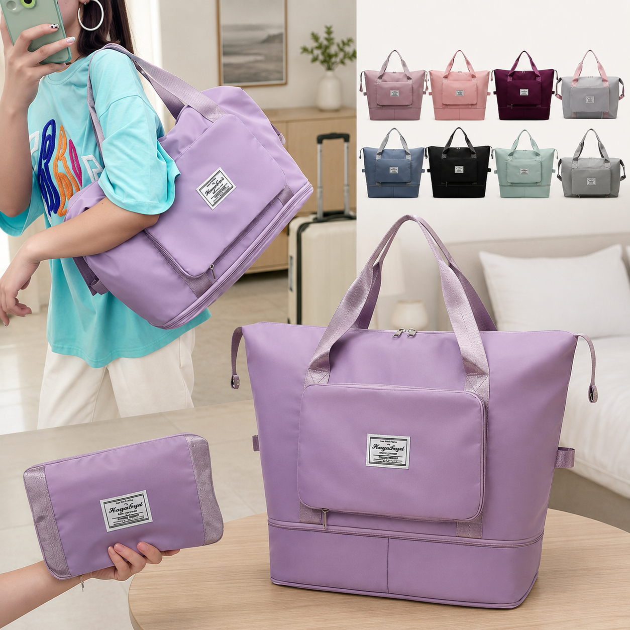 Foldable Expandable Travel Duffel Bag