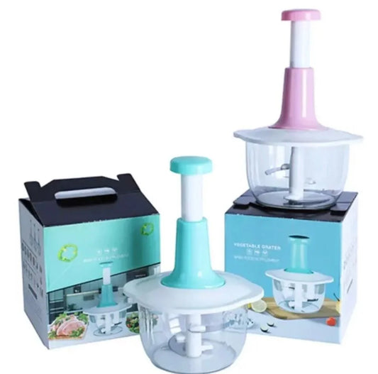 0.7L Hand-Press Vegetable & Meat Mincer, Multi-Blade Kitchen Chopper for Garlic, Chili, Onion & Nuts