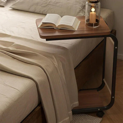 C Shaped End Table with Wheels,