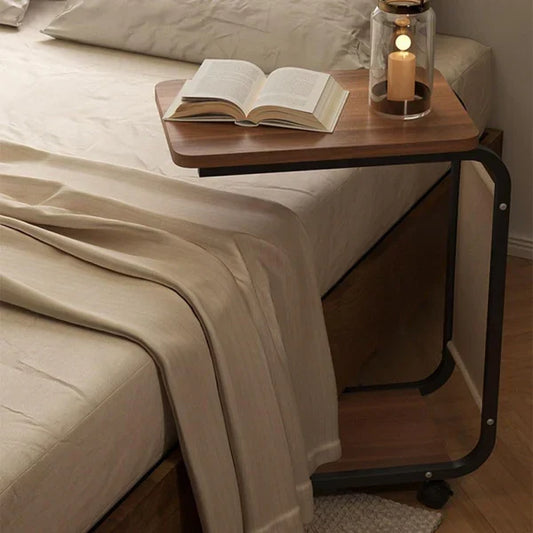 C Shaped End Table with Wheels,
