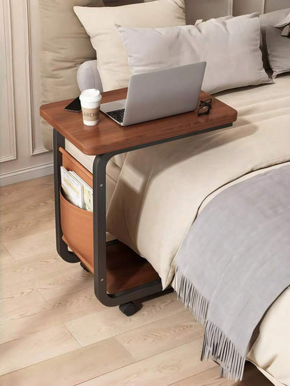 C Shaped End Table with Wheels,