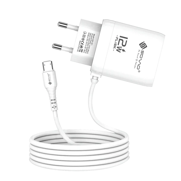 12W Fast Wall Charger with USB-C Cable | USB Fast Charging Travel Adapter