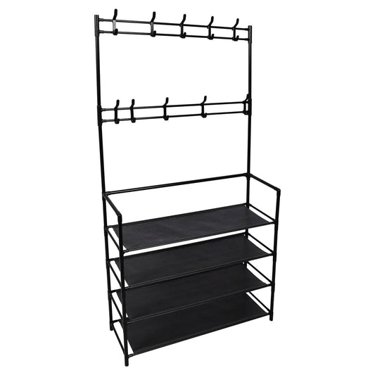 Coat Rack with Shoe Storage Shelves