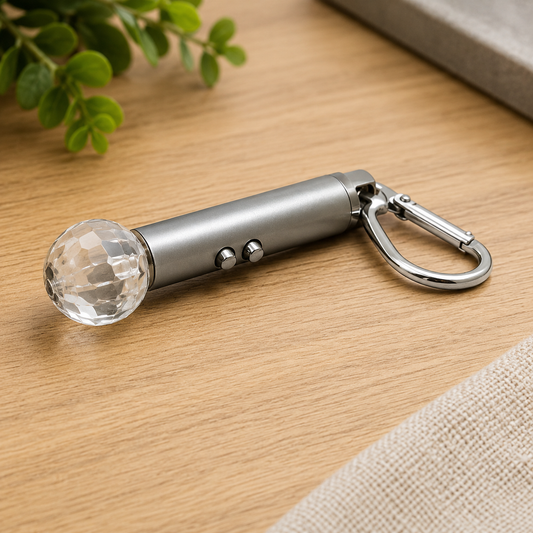 Mini LED Crystal Ball Flashlight Keychain