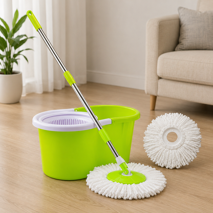 360° Spin Mop & Bucket Set with Stainless Steel Wringer