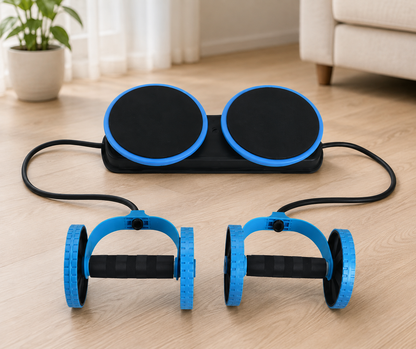 Multi-Function Ab Roller Wheel with Resistance Bands