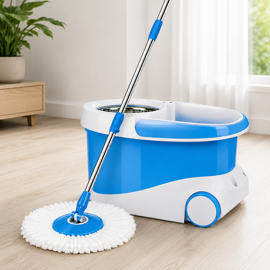 360° Spin Mop Bucket Set with Wheels & Stainless Steel Handle