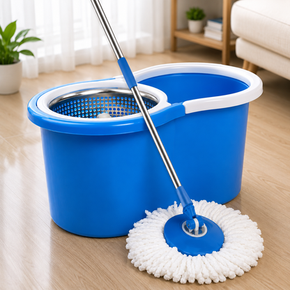 360° Rotating Spin Mop System with Wringer Bucket