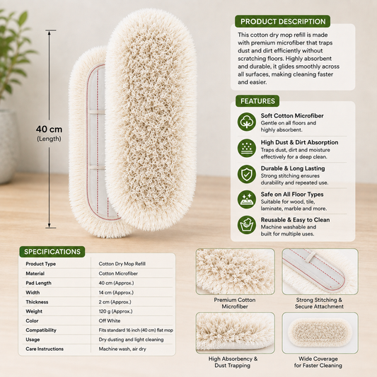 Cotton Dry Mop Refill 40cm