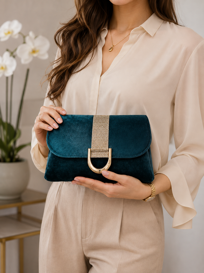 Women's Evening Handbag with Gold Buckle