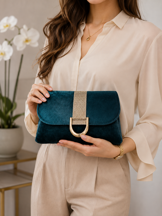 Women's Evening Handbag with Gold Buckle