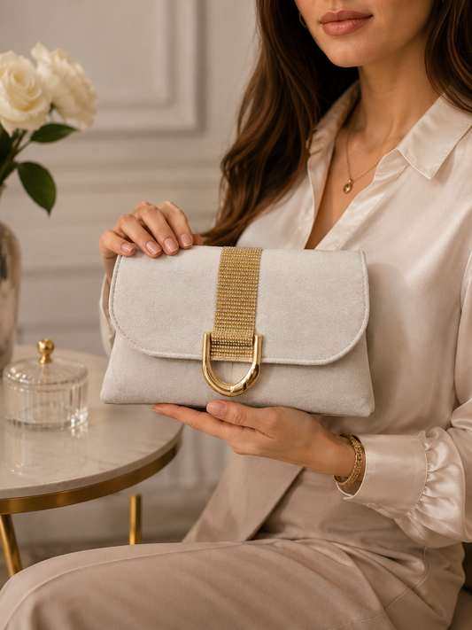 Women's Evening Handbag with Gold Buckle,