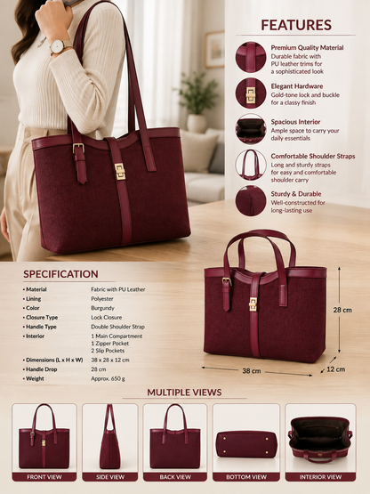 Women's Large Structured Shoulder Bag,