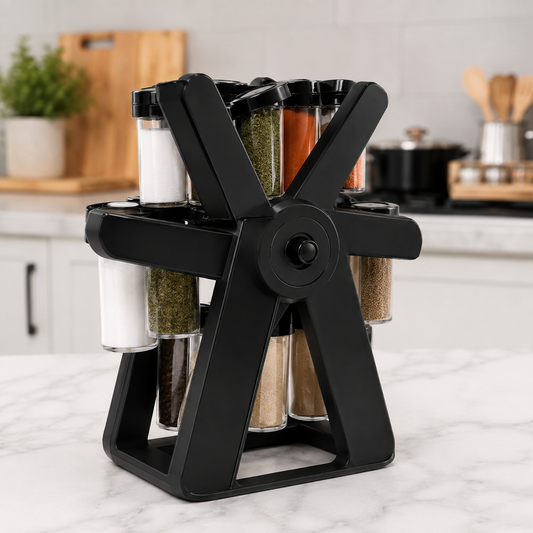Rotating Spice Rack Organizer with 18 Jars