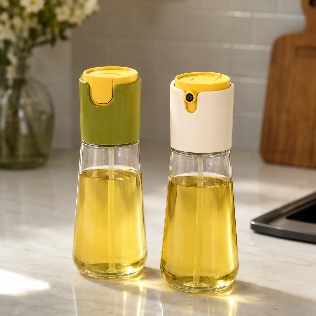 Automatic Oil Dispenser Bottle Duo (Glass Oil & Vinegar Set)