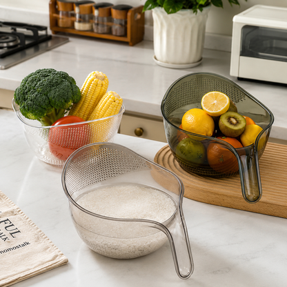 Multi-Purpose Draining Basket with Handle (3 in 1 Strainer Bowl Set)
