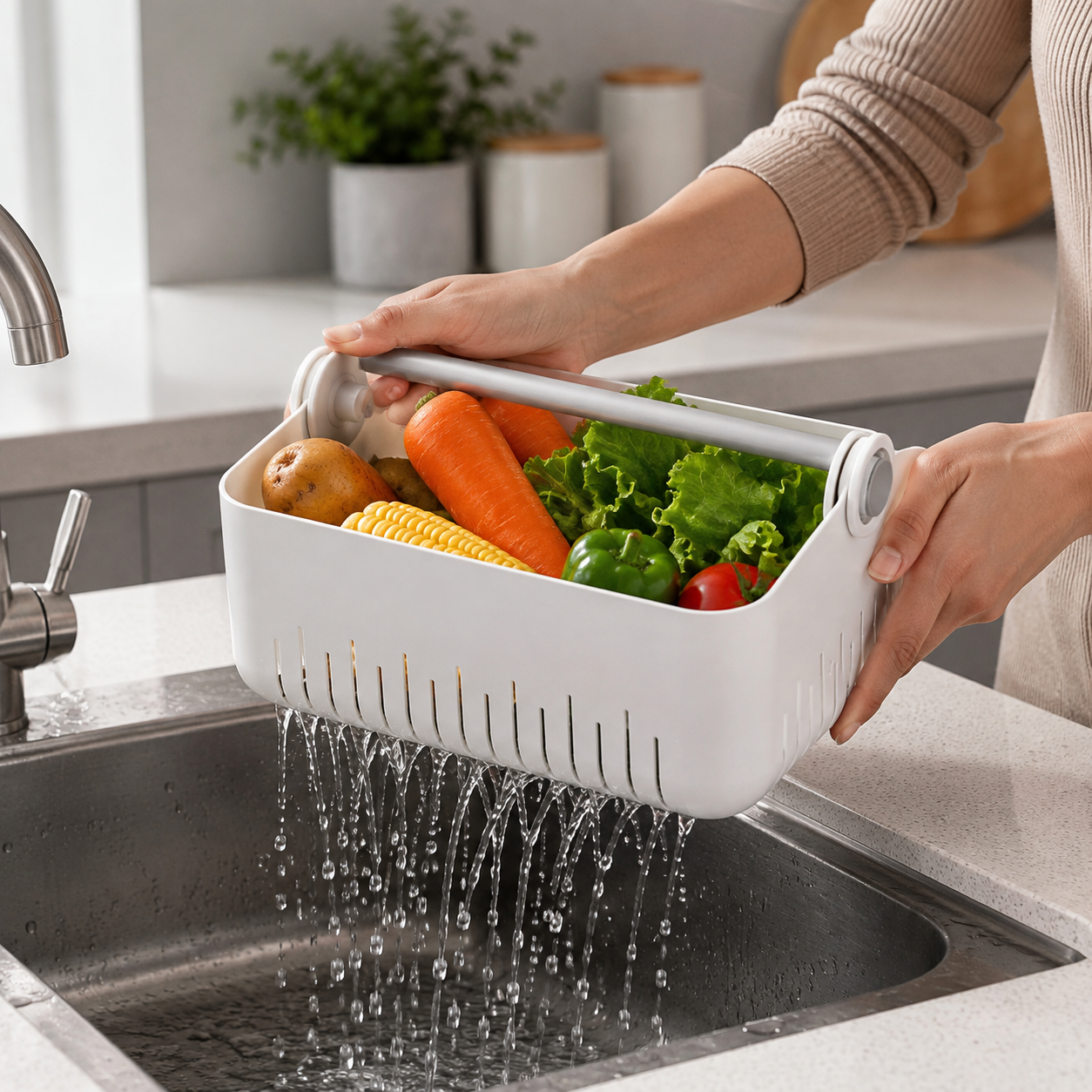 Multi Purpose Draining Basket with Handle