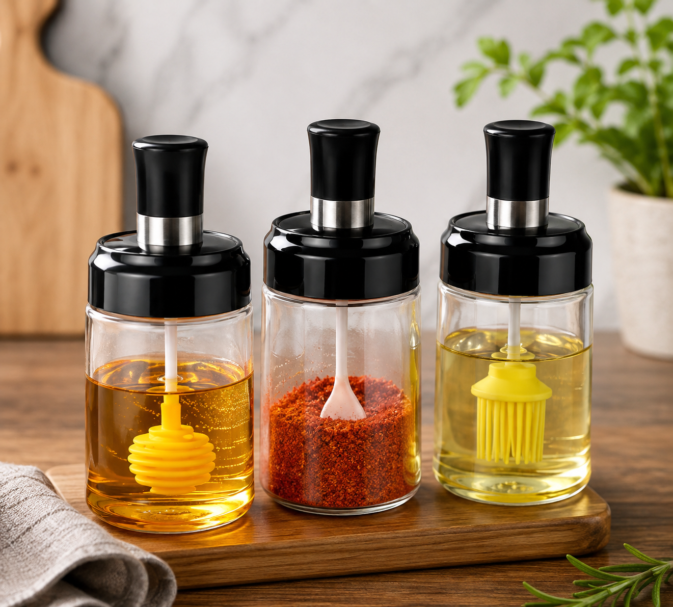 Glass Oil Dispenser Bottle with Silicone Brush  250ML