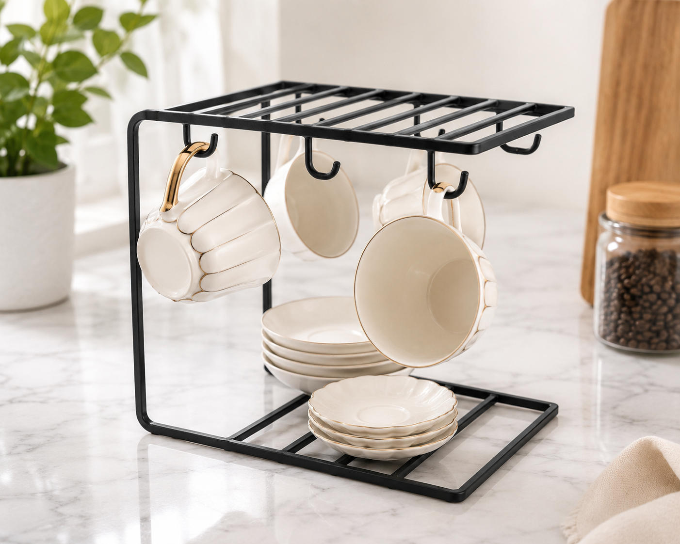 Metal Mug and Dish Storage Rack