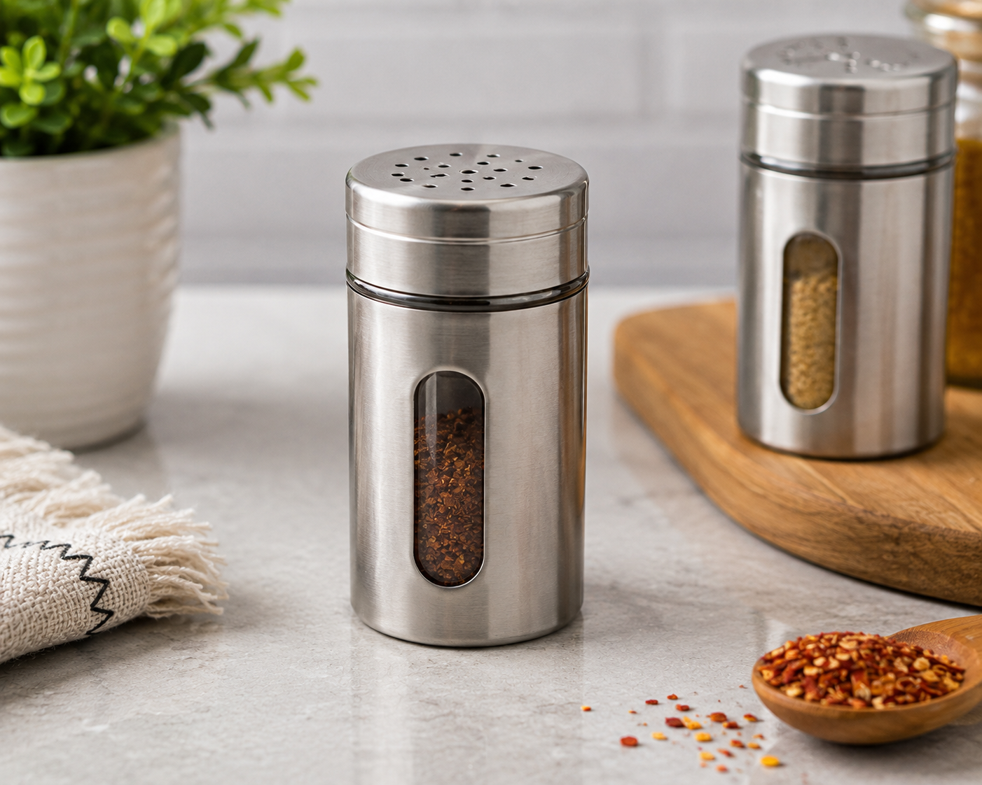 Seasoning Dispenser Jar with Viewing Slot