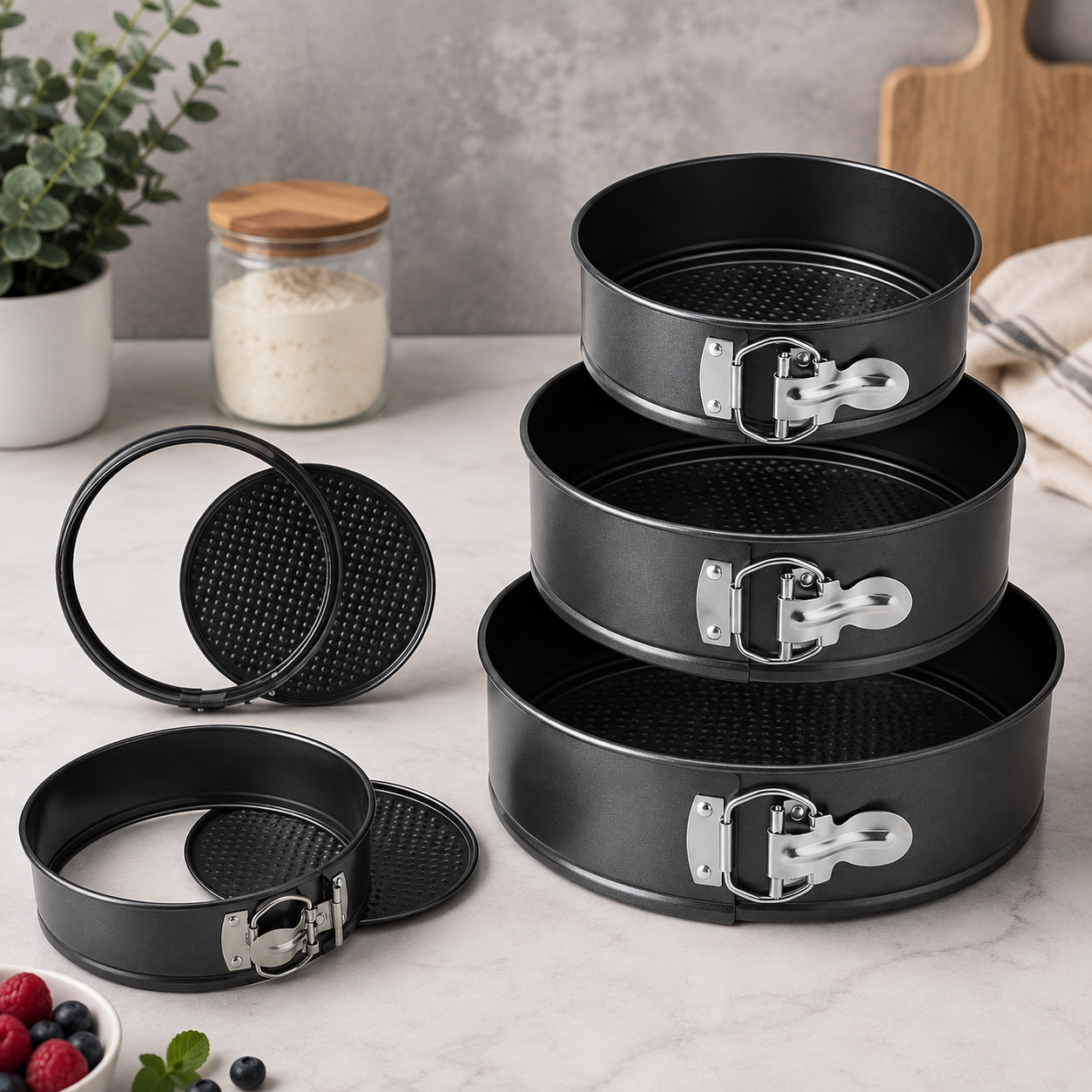 Non Stick Springform Cake Pan Set (3 Pcs)