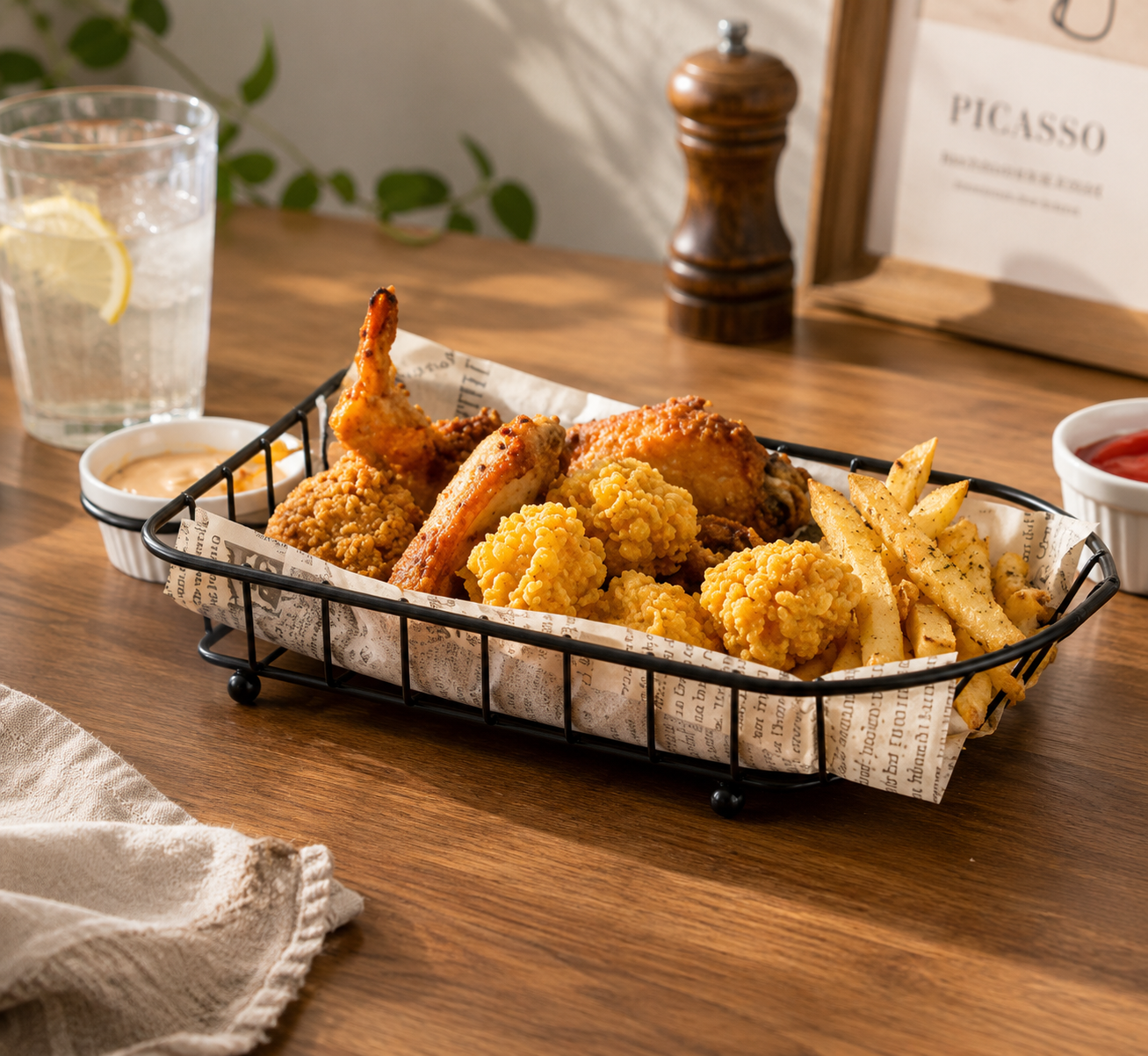 Rectangular Wire Serving Basket with Handle