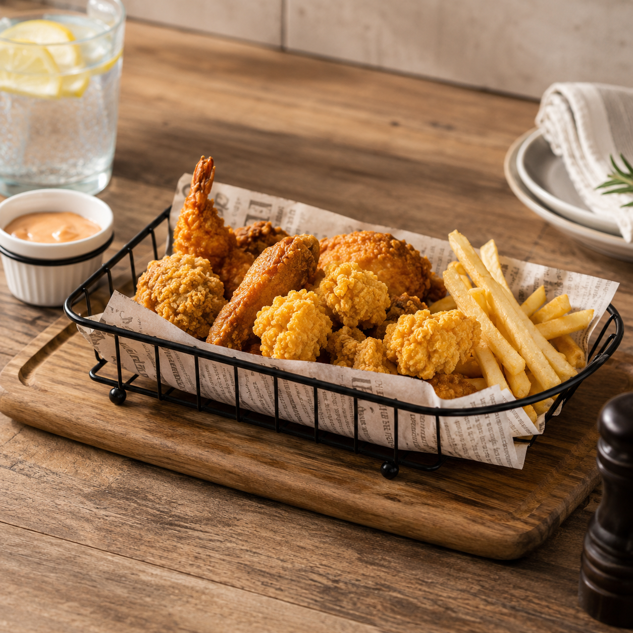 Rustic Fries, Chicken Wings & Snack Tray for Restaurant