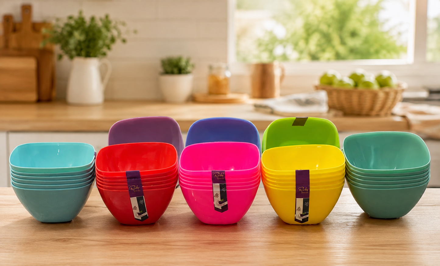 Multicolor Reusable Plastic Bowls for Kitchen, Dining & Kids