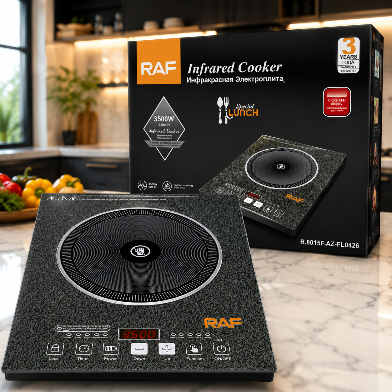 3500W electric infrared cooktop with digital LED display