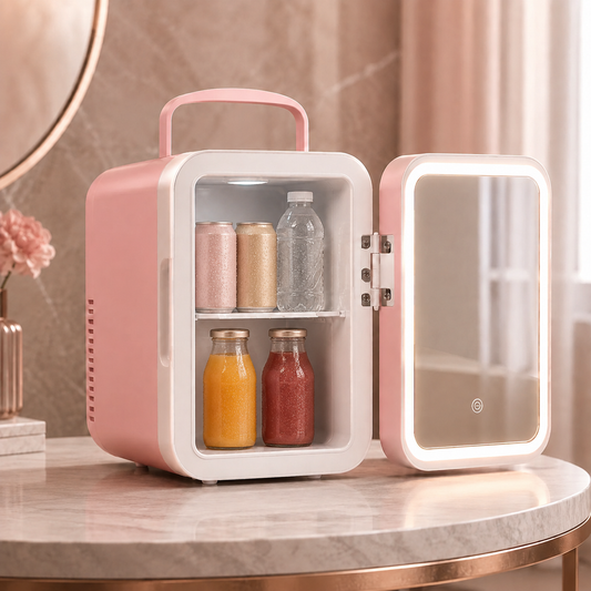 4L Mini Fridge with LED Makeup Mirror