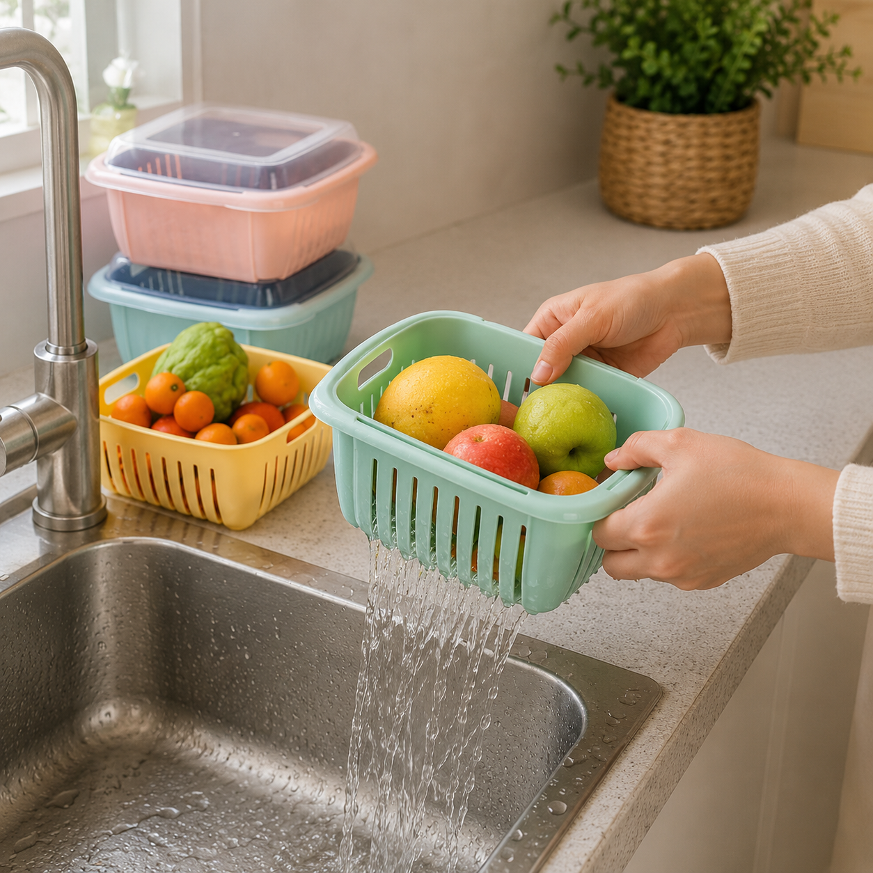 Fruit & Vegetable Organizer Bin for Refrigerator