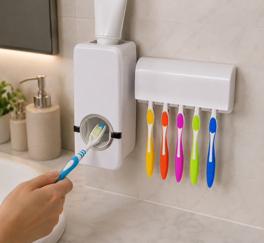 Automatic Toothpaste Dispenser with Toothbrush Holder
