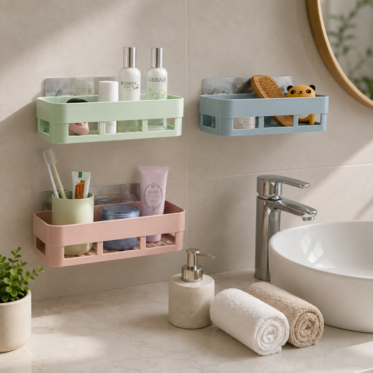 Adhesive Wall-Mounted Bathroom Shelf
