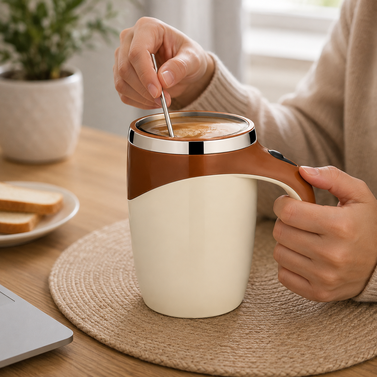Self-Stirring Coffee Mug  Battery Operated Automatic Mixing Cup for Coffee, Tea & Protein Shakes