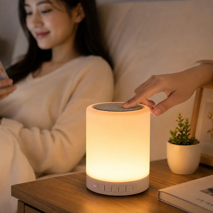 Touch Control LED Bedside Lamp with Bluetooth Speaker