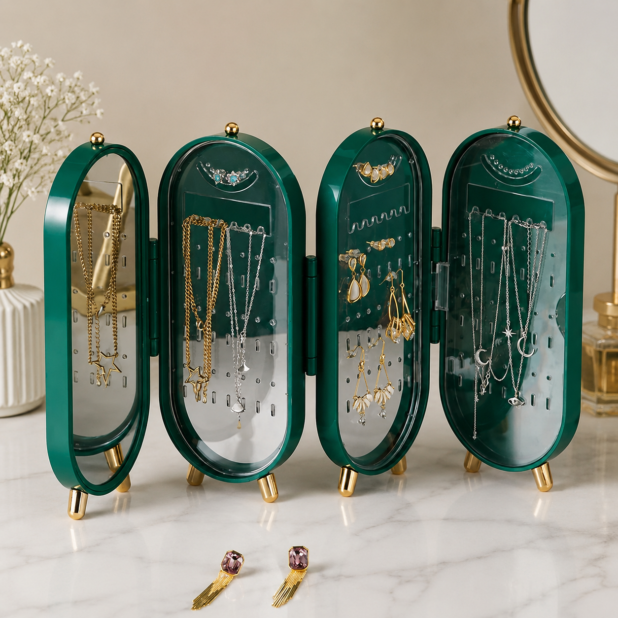 Jewelry Organizer Box with Mirror