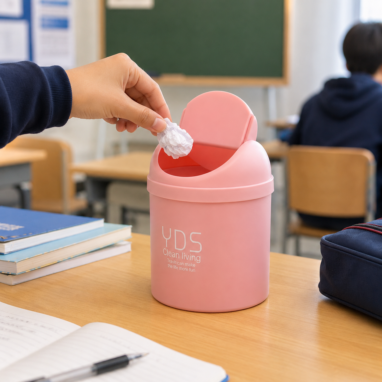 Mini Desktop Trash Can with Swing Lid