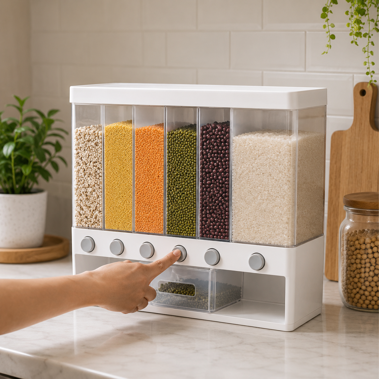 6 Grid Wall Mounted Cereal & Grain Dispenser
