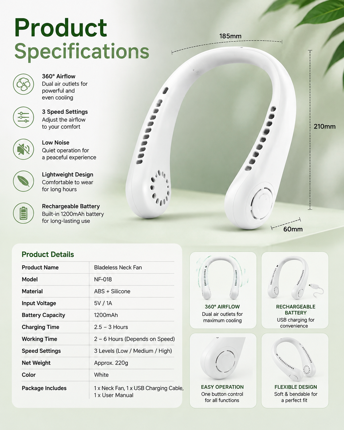 Portable Neck Fan