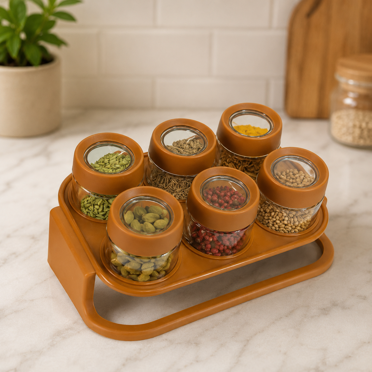 6-Piece Spice Jar Organizer Set with Stand