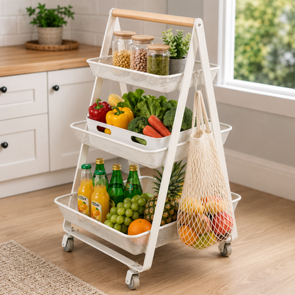 Mobile Kitchen Organizer Trolley on Wheels