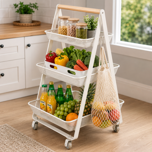 Mobile Kitchen Organizer Trolley on Wheels