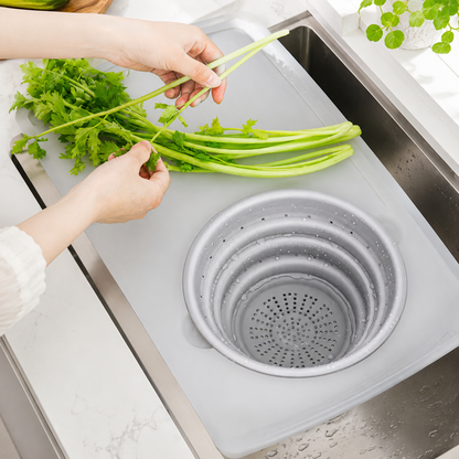 Collapsible Sink Colander & Cutting Board 2-in-1