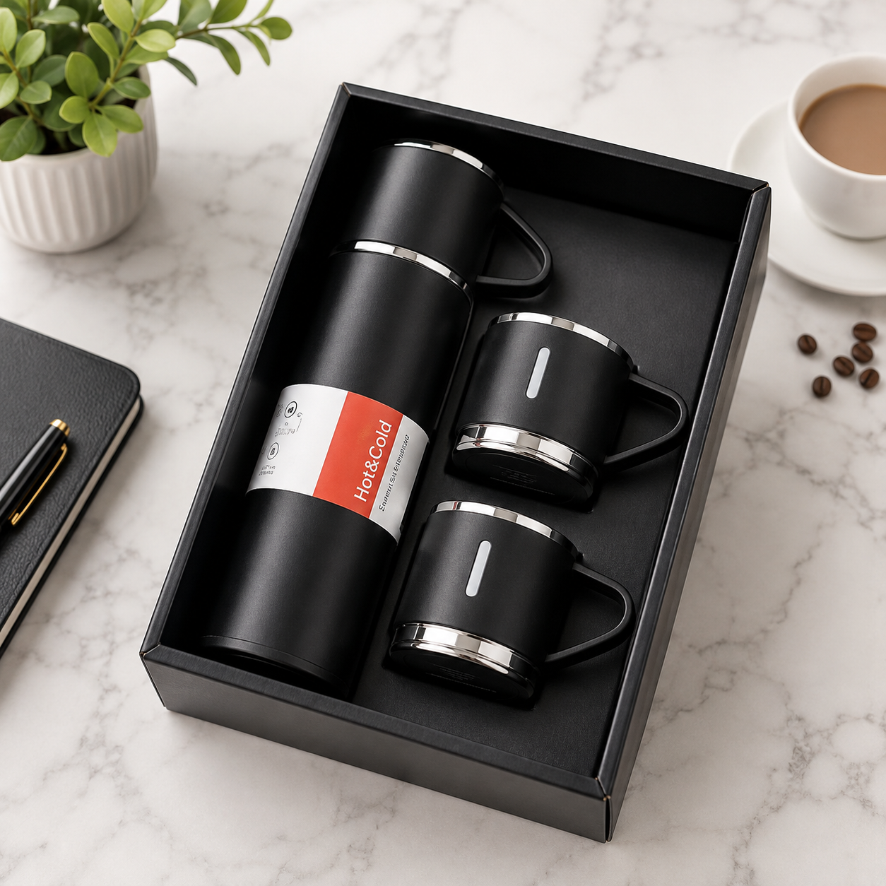 Stainless Steel Vacuum Flask & Cup Gift Set |