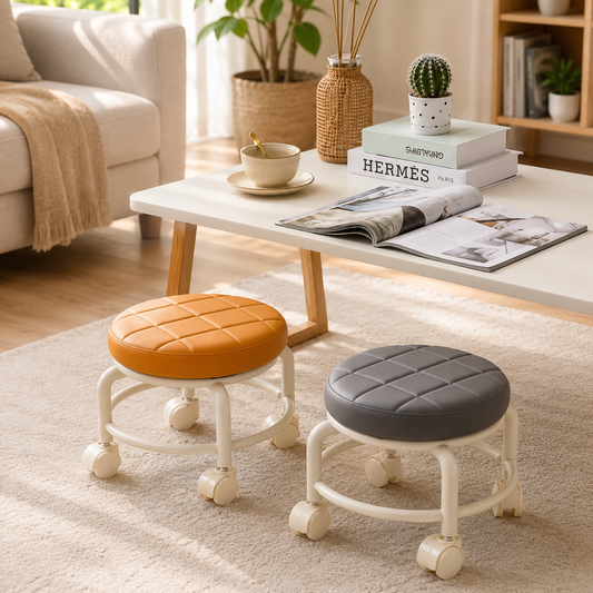 Round Rolling Stool with Wheels