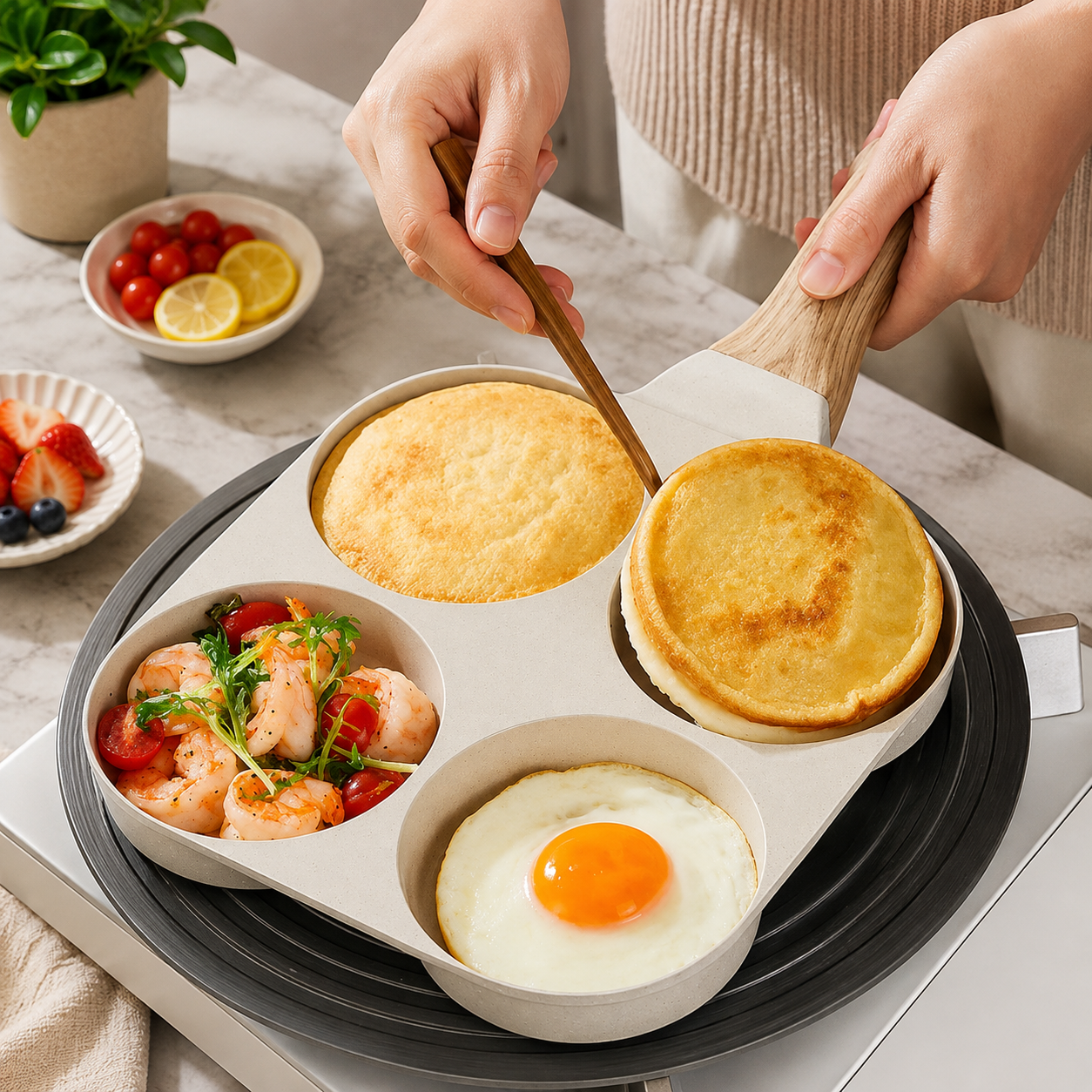 Non Stick 4 in 1 Multifunctional Pan