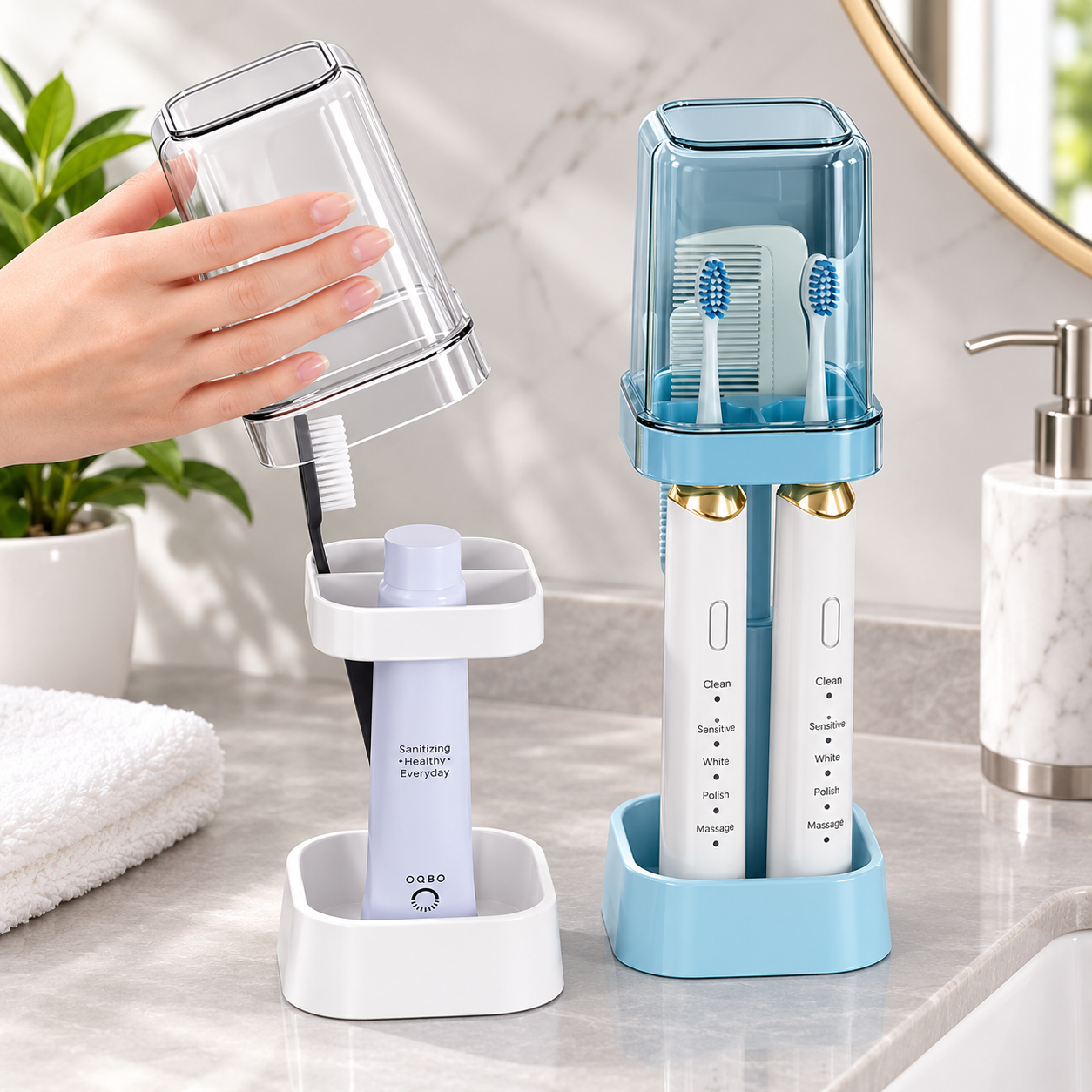 Multi-Function Bathroom Organizer Stand for Toothbrush