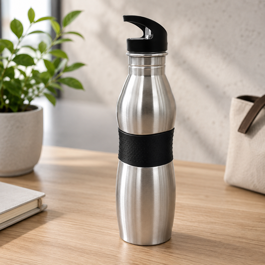Stainless Steel Sports Water Bottle with Flip Straw Lid